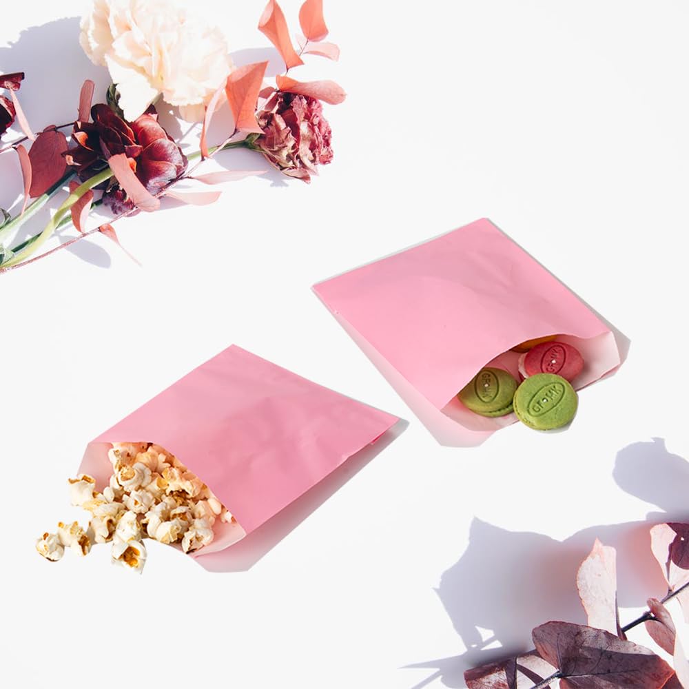Amazon.com: Amsthow Flat Paper Treat Bag Pink Cookie Paper Bags